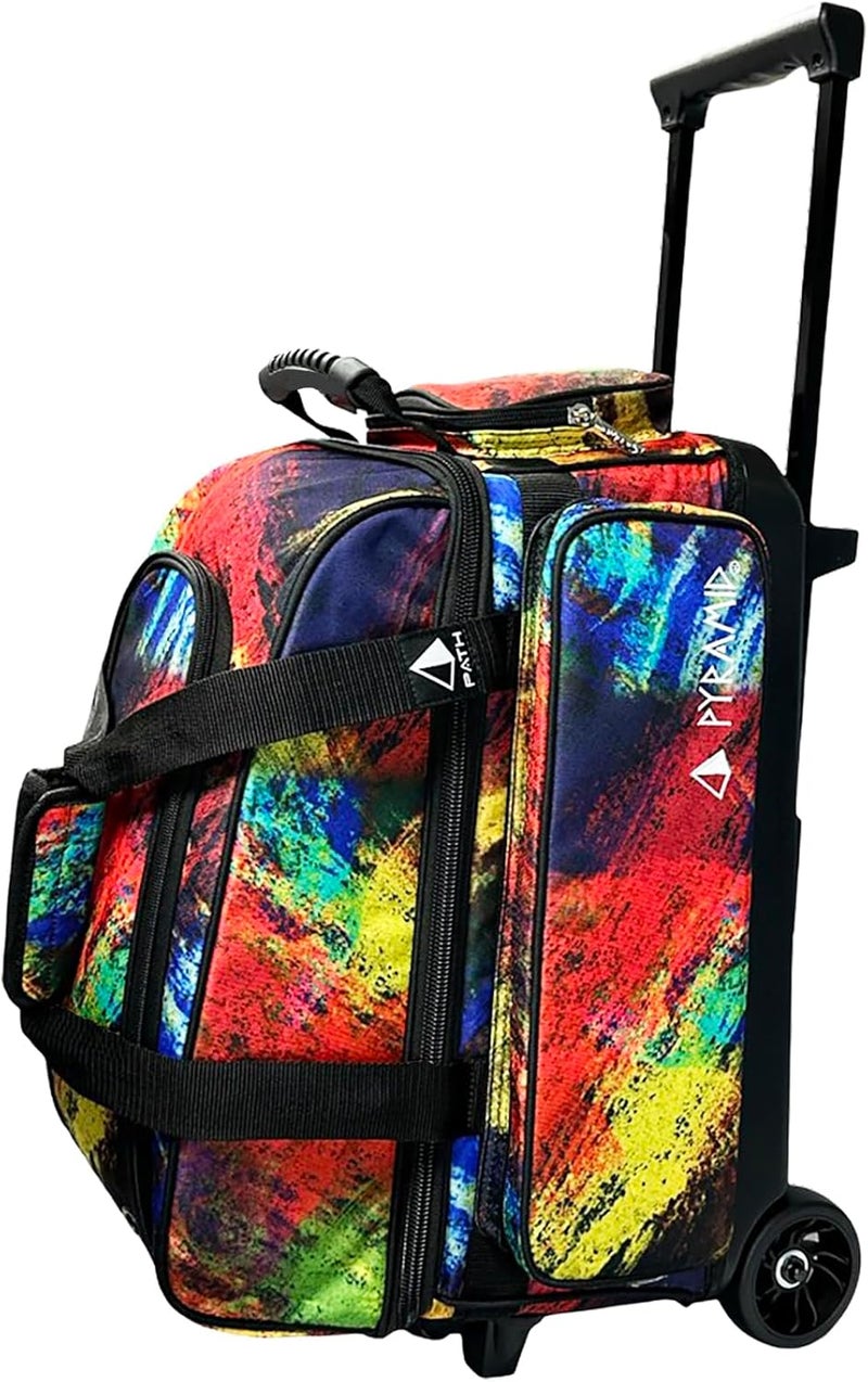 Pyramid Deluxe Double Roller 2 Ball Bowling Bag with Large Separate Shoe Compartment (Up To 2 Pairs Of Shoes) and Accessory Pockets, Sturdy Square Handle - Extends to 40" - Pro Options Available - Image 1